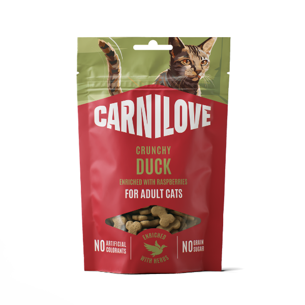 Carnilove Cat Treats: Crunchy Duck with Raspberries 50g