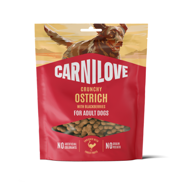 Carnilove Dog Treats: Crunchy Ostrich with Blackberries 200g