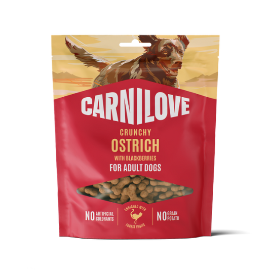 Carnilove Dog Treats: Crunchy Ostrich with Blackberries 200g