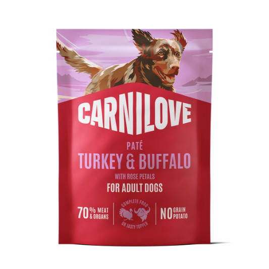 Carnilove Wet Dog Food: Pouch Adult Turkey & Buffalo in Paté 300g