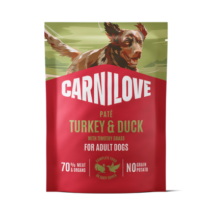 Carnilove Wet Dog Food: Pouch Adult Turkey & Duck in Paté 300g