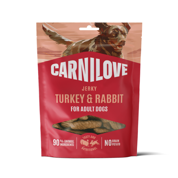 Carnilove Dog Treats: Jerky Turkey & Rabbit 100g