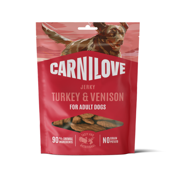 Carnilove Dog Treats: Jerky Turkey & Venison 100g