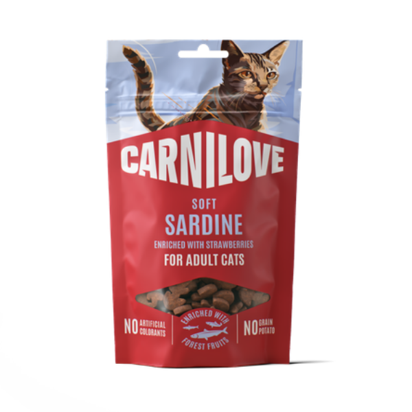 Carnilove Cat Treats: Soft Sardine with Strawberry 50g
