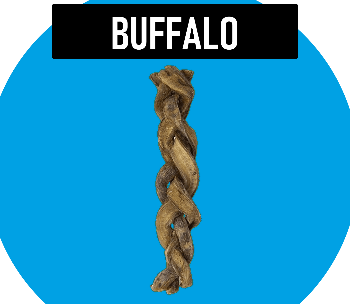 Natural Dog Treats Buffalo Braided Pizzle