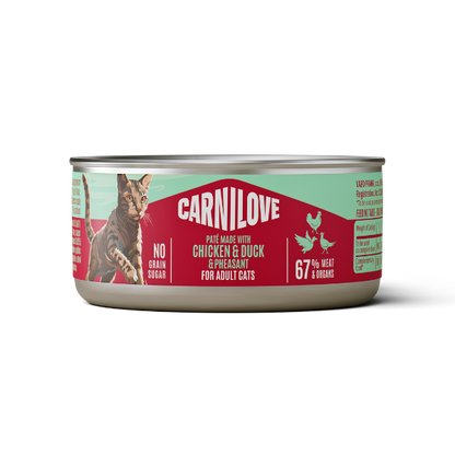 Carnilove Wet Cat Food: Can Adult Chicken, Duck & Pheasant in Pate 100g