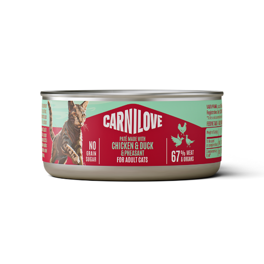 Carnilove Wet Cat Food: Can Adult Chicken, Duck & Pheasant in Pate 100g