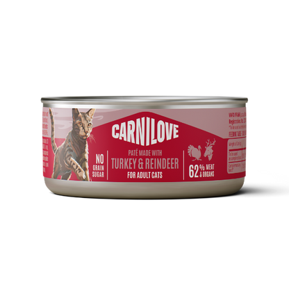 Carnilove Wet Cat Food: Can Adult Turkey & Reindeer in Pate 100g