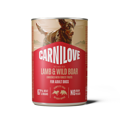 Carnilove Wet Dog Food: Tins Adult Lamb & Wild Boar 6x400g