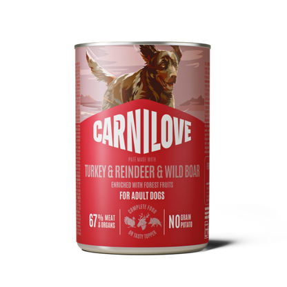 Carnilove Wet Dog Food: Tins Adult Turkey & Reindeer & Wild Boar 6x400g