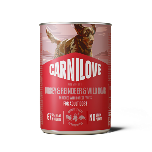 Carnilove Wet Dog Food: Tins Adult Turkey & Reindeer & Wild Boar 6x400g