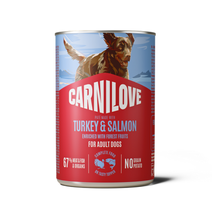 Carnilove Wet Dog Food: Tins Adult Salmon & Turkey 6x400g