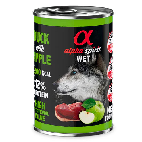 Alpha Spirit Wet Dog Food: Duck with Green Apple 400g
