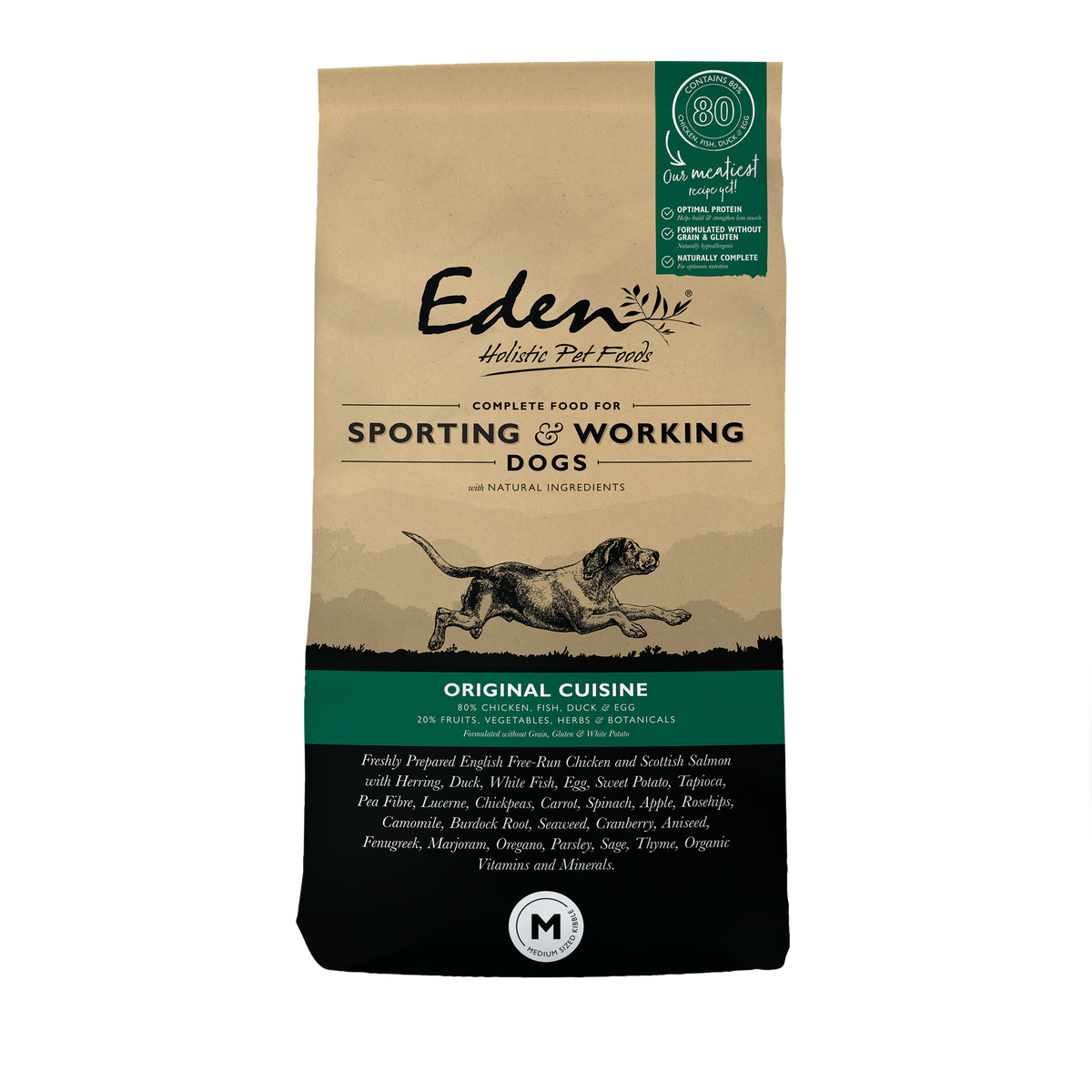 Eden Working Dog Food: 80/20 Original Cuisine Medium Kibble 15kg