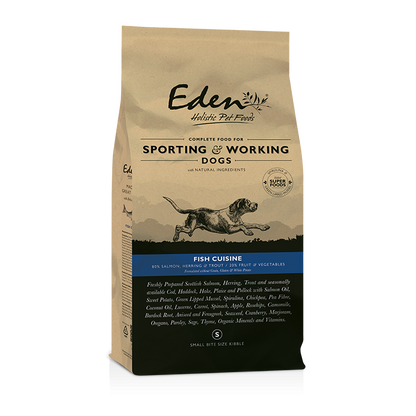 Eden Working Dog Food: 80/20 Fish Cuisine Small Kibble 15kg (Damaged Bag)