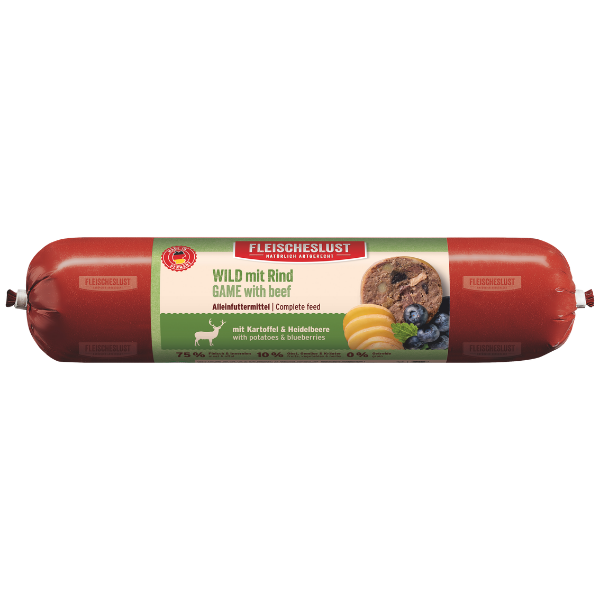 Fleischeslust Wet Dog Food: Classic Game with Beef, Potato & Blueberries