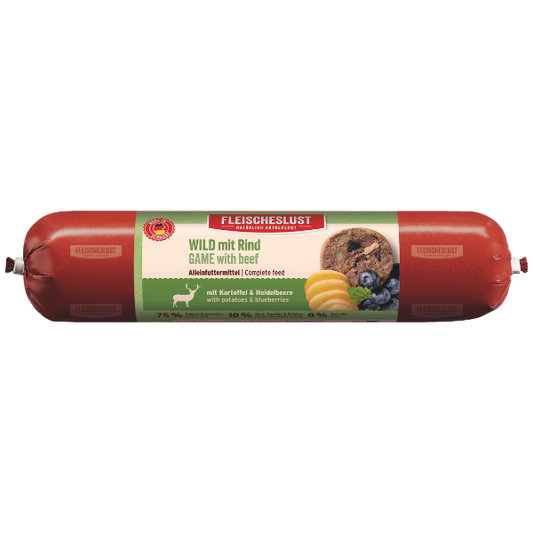 Fleischeslust Wet Dog Food: Classic Game with Beef, Potato & Blueberries