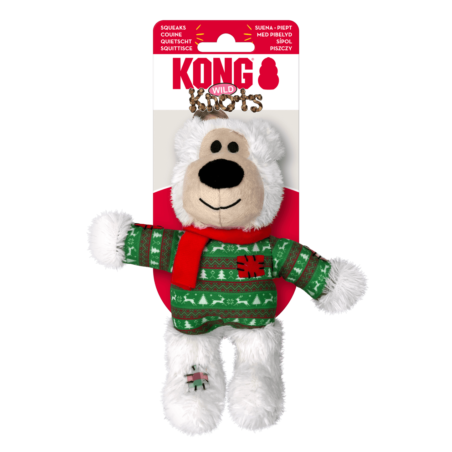 KONG Christmas Wild Knots Bear White Small/ Medium