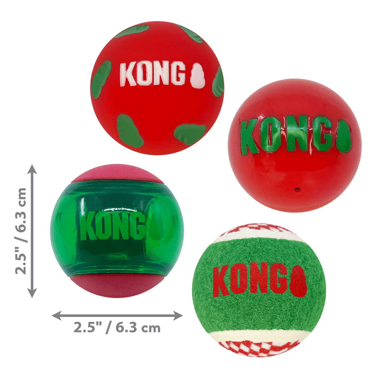 KONG Christmas Occasions Balls Medium 4pk