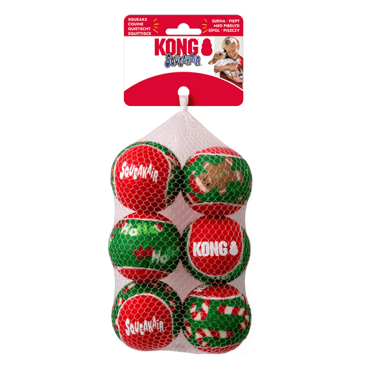 KONG Christmas SqueakAir Balls Medium 6pk