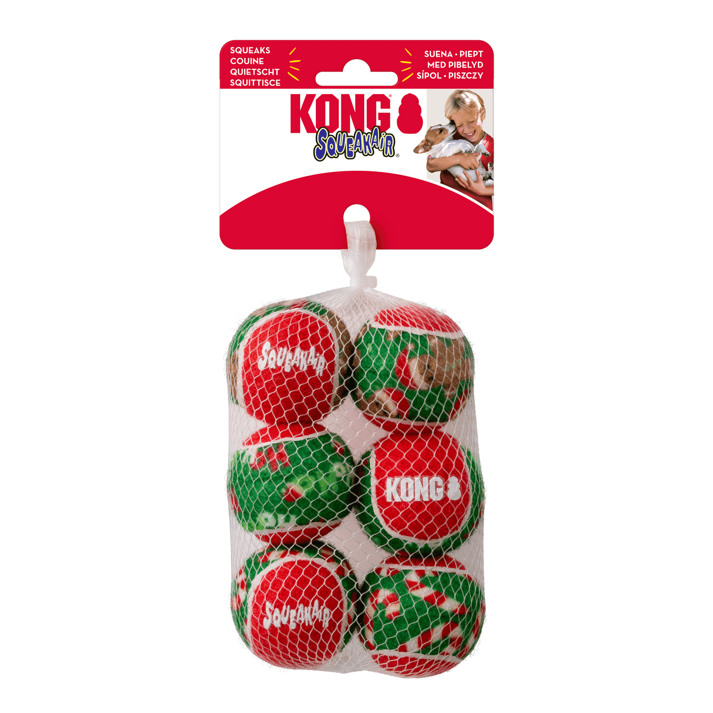 KONG Christmas SqueakAir Balls Small 6pk