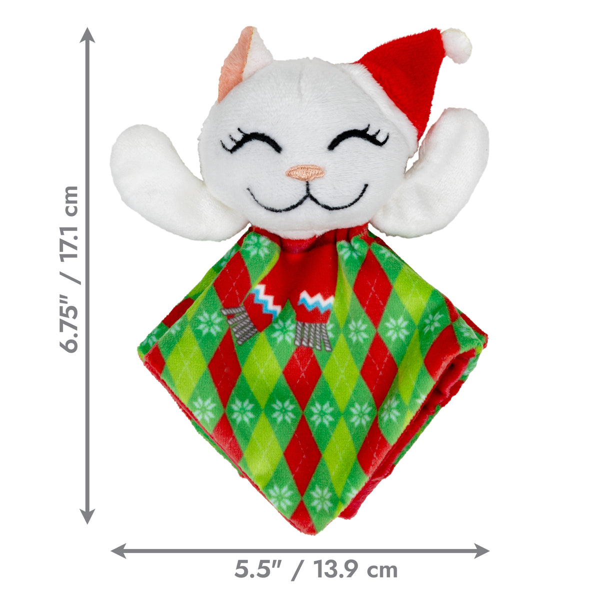 KONG Christmas Cat Crackles Santa Kitty Argyle