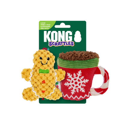 KONG Christmas Cat Scrattles Gingerbread 2pk