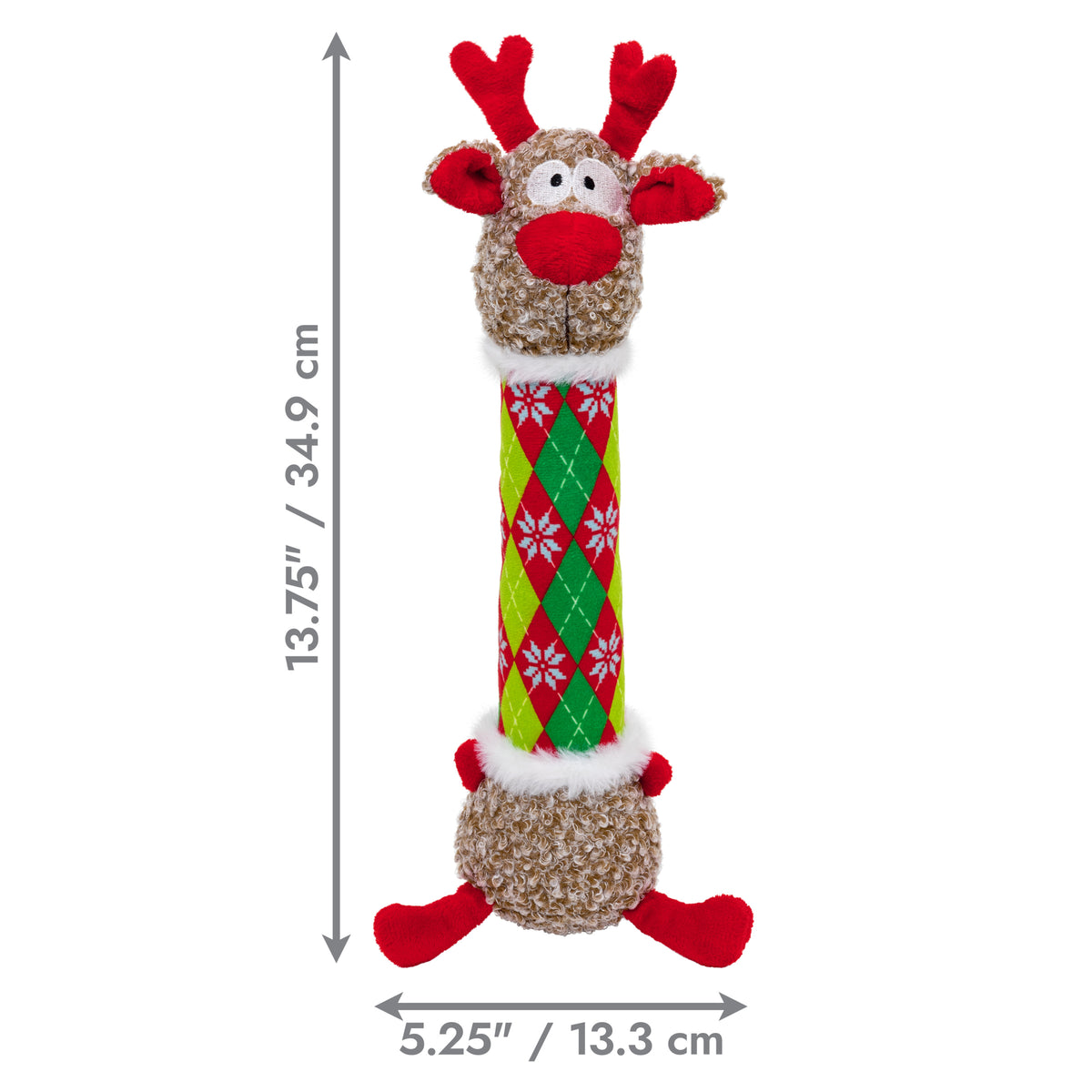 KONG Christmas Shakers Luvs Argyle Reindeer Medium