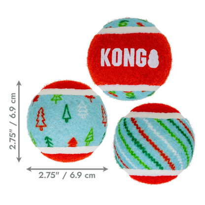 KONG Christmas SqueakAir Tennis Balls Medium 6pk