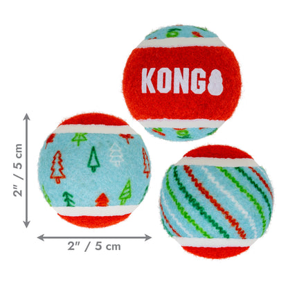 KONG Christmas SqueakAir Tennis Balls Small 6pk