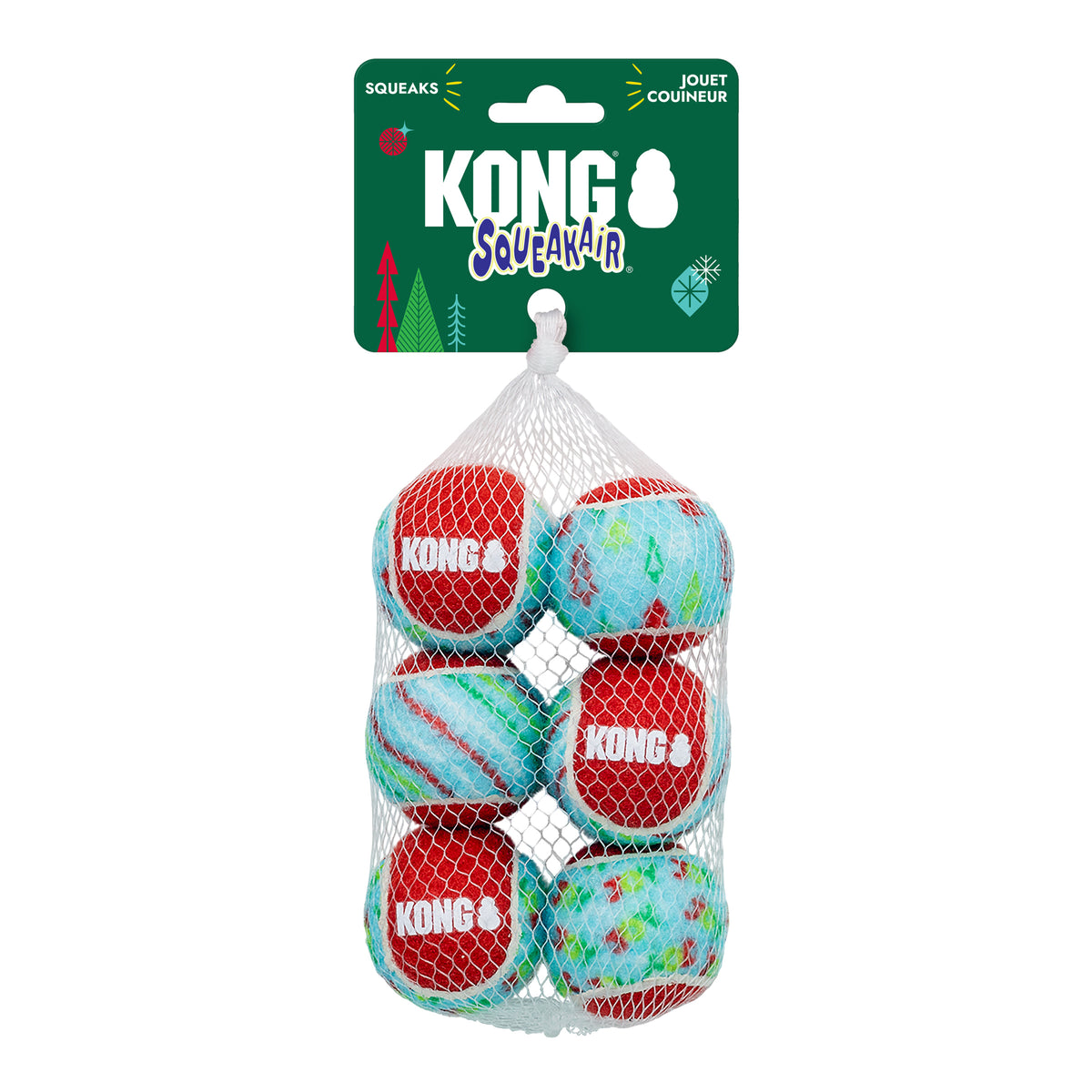 KONG Christmas SqueakAir Tennis Balls Small 6pk