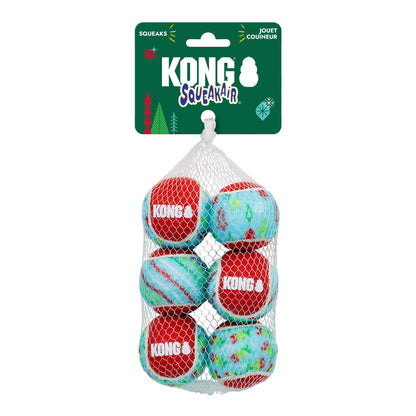 KONG Christmas SqueakAir Tennis Balls Small 6pk