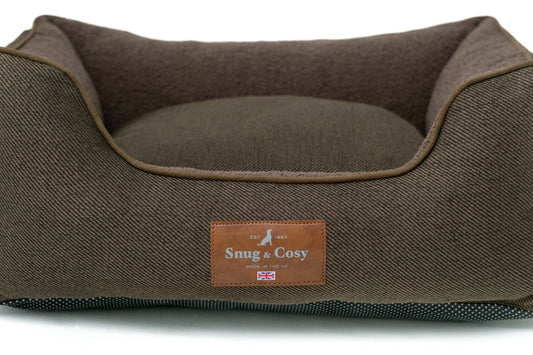 Snug & Cosy Heritage Tweed High Sided Orthopaedic Chocolate Bed