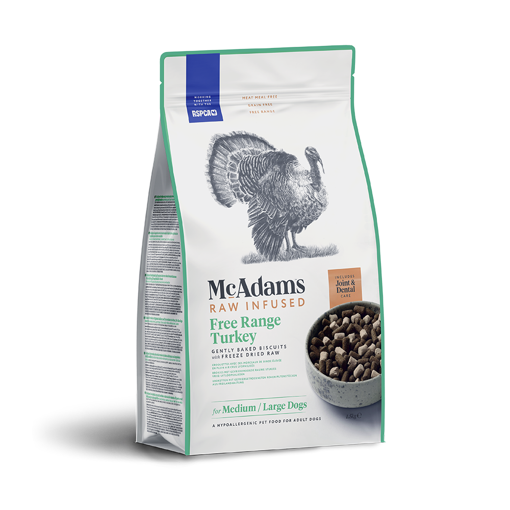 McAdams Dog Food: Raw Infused Medium/ Large Breed Free Range Turkey