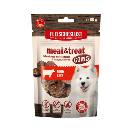 Fleischeslust Meat & Treat Coins Beef Dog Treat 80g