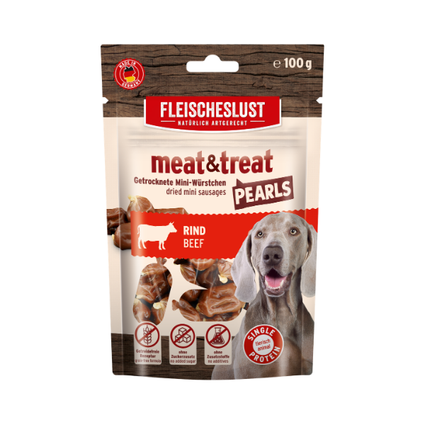 Fleischeslust Meat & Treat Pearls Beef Dog Treat 100g