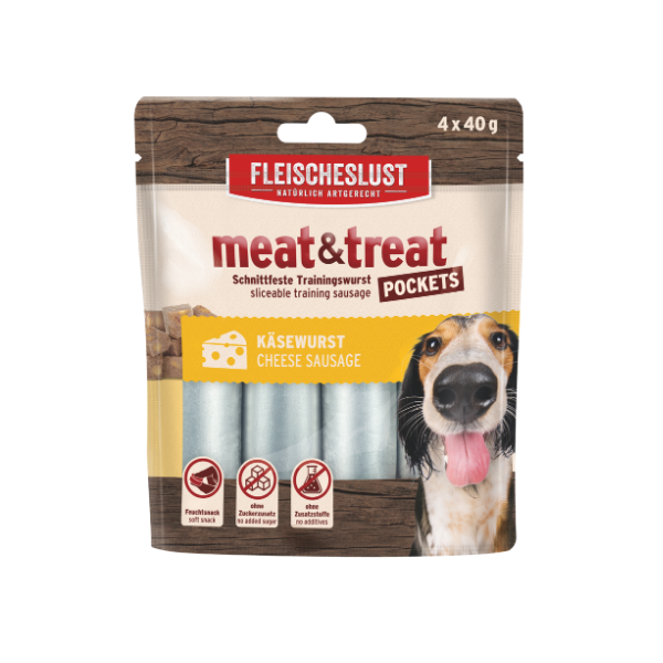 Fleischeslust Meat & Treat Pockets Cheese Dog Treat 4x40g