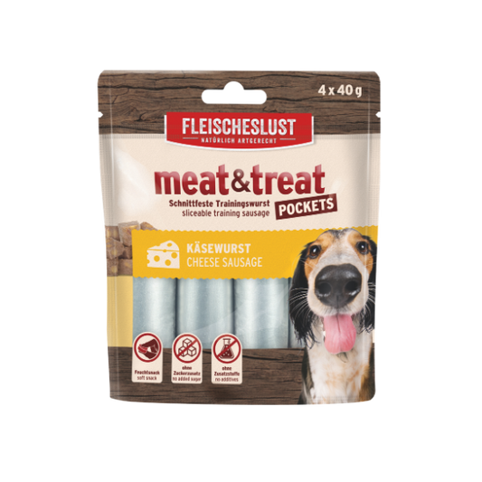 Fleischeslust Meat & Treat Pockets Cheese Dog Treat 4x40g