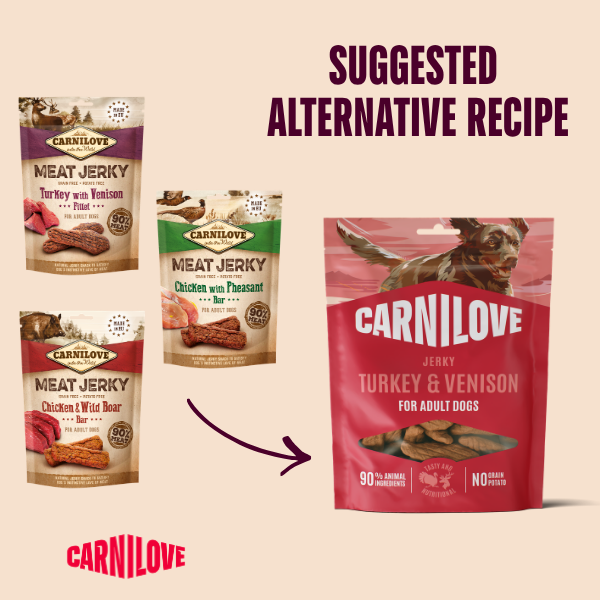 Carnilove Dog Treats: Jerky Turkey & Venison 100g