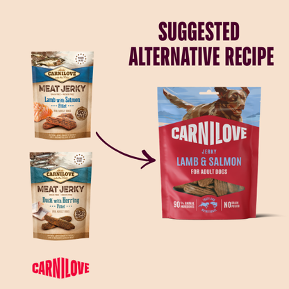 Carnilove Dog Treats: Jerky Lamb with Salmon 100g