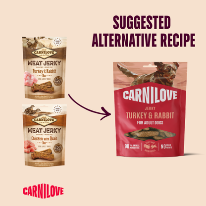 Carnilove Dog Treats: Jerky Turkey & Rabbit 100g