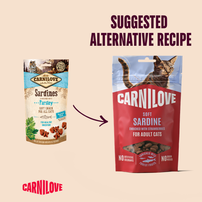 Carnilove Cat Treats: Soft Sardine with Strawberry 50g