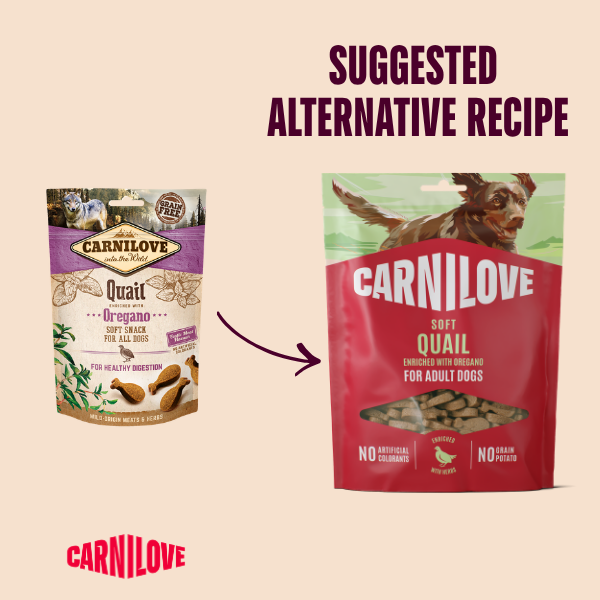 Carnilove Dog Treats: Soft Quail with Oregano 200g