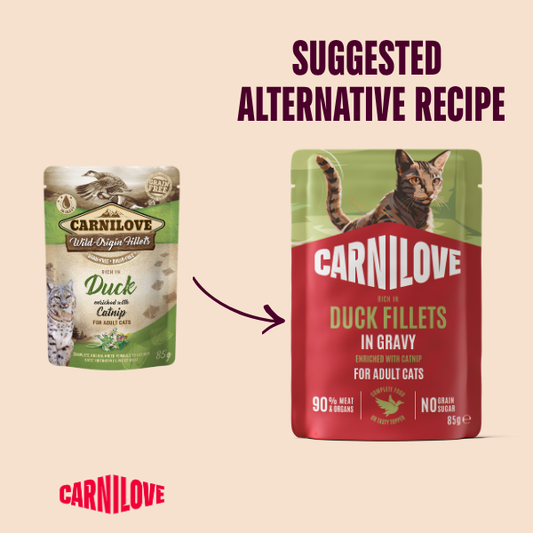 Carnilove Wet Cat Food: Pouch Adult Duck with Catnip in Gravy 85g