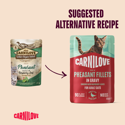 Carnilove Wet Cat Food: Pouch Adult Pheasant with Raspberry in Gravy 85g