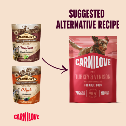 Carnilove Wet Dog Food: Pouch Adult Turkey & Venison in Paté 300g