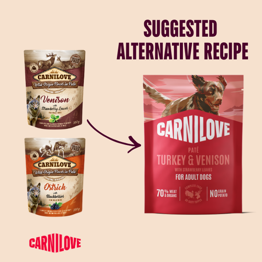 Carnilove Wet Dog Food: Pouch Adult Turkey & Venison in Paté 300g