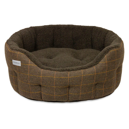 Earthbound Round Traditional Tweed Bed Brown