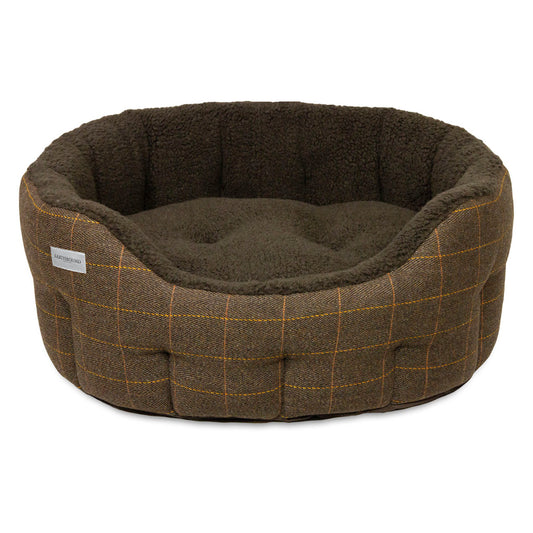 Earthbound Round Traditional Tweed Bed Brown