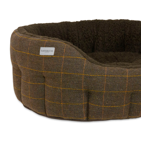 Earthbound Round Traditional Tweed Bed Brown